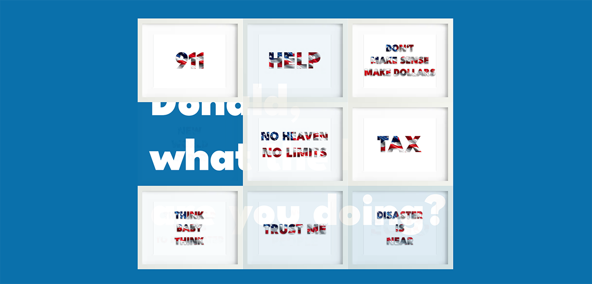 W. T. Falscher collects the slogans of an era and hangs them under one phrase: balla balla — gone mad. A wall of borrowed words, quoted verbatim.